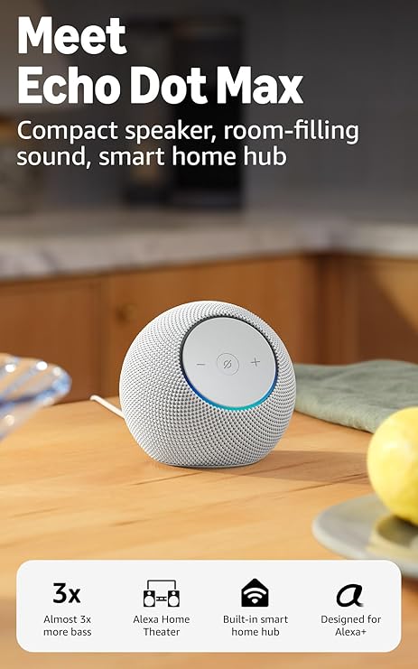 Amazon Echo Dot Max (Newest Model) – Alexa Smart Speaker with Room-Filling Sound, 3x Bass, Built-in Smart Home Hub & Alexa+ (Glacier White) - Image 11