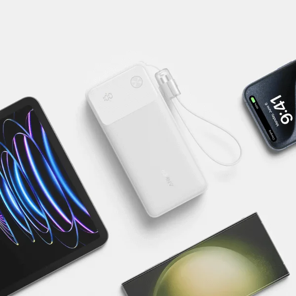 Anker Powercore Power bank 20000mAh 30W Portable Charger with USB C Cable Lanyard A1384H21 White - Image 4