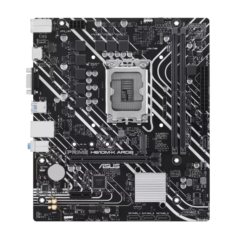 ASUS PRIME H610M-K ARGB Intel H610,LGA 1700, DDR5, PCIe 4.0, M.2 Slot, Realtek 1Gb Ethernet, HDMI, VGA, USB 3.2 Gen 1, SATA 6Gbps, Addressable Gen 2 Header, Aura Sync - Image 2