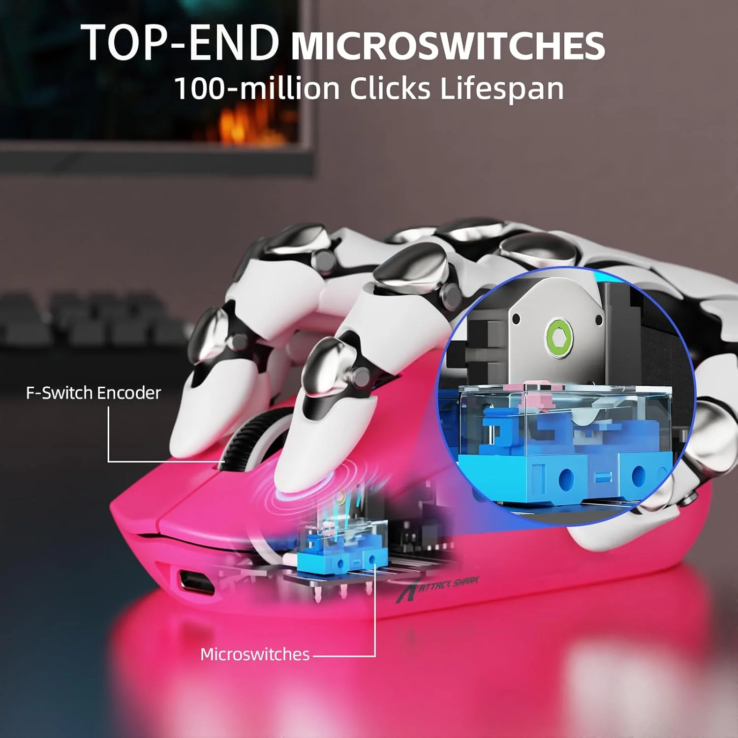 ATTACK SHARK G3PRO Wireless Gaming Mouse with Magnetic Charging Dock, PixArt PAW3311 Sensor, Up to 25000 DPI, BT/2.4Ghz/Wired, 100M Clicks, 500mAh, 59g SUPERLIGHT Mice for Win11/Xbox/PS/Mac -BerryRed - Image 6