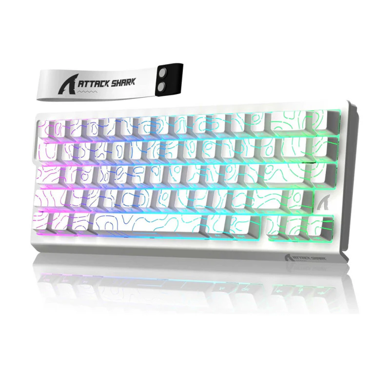 ATTACK SHARK X68HE Rapid Trigger Magnetic Keyboard – 60% RGB Gaming Keyboard, 8000Hz, Adjustable Actuation, USB-C (White Pro)