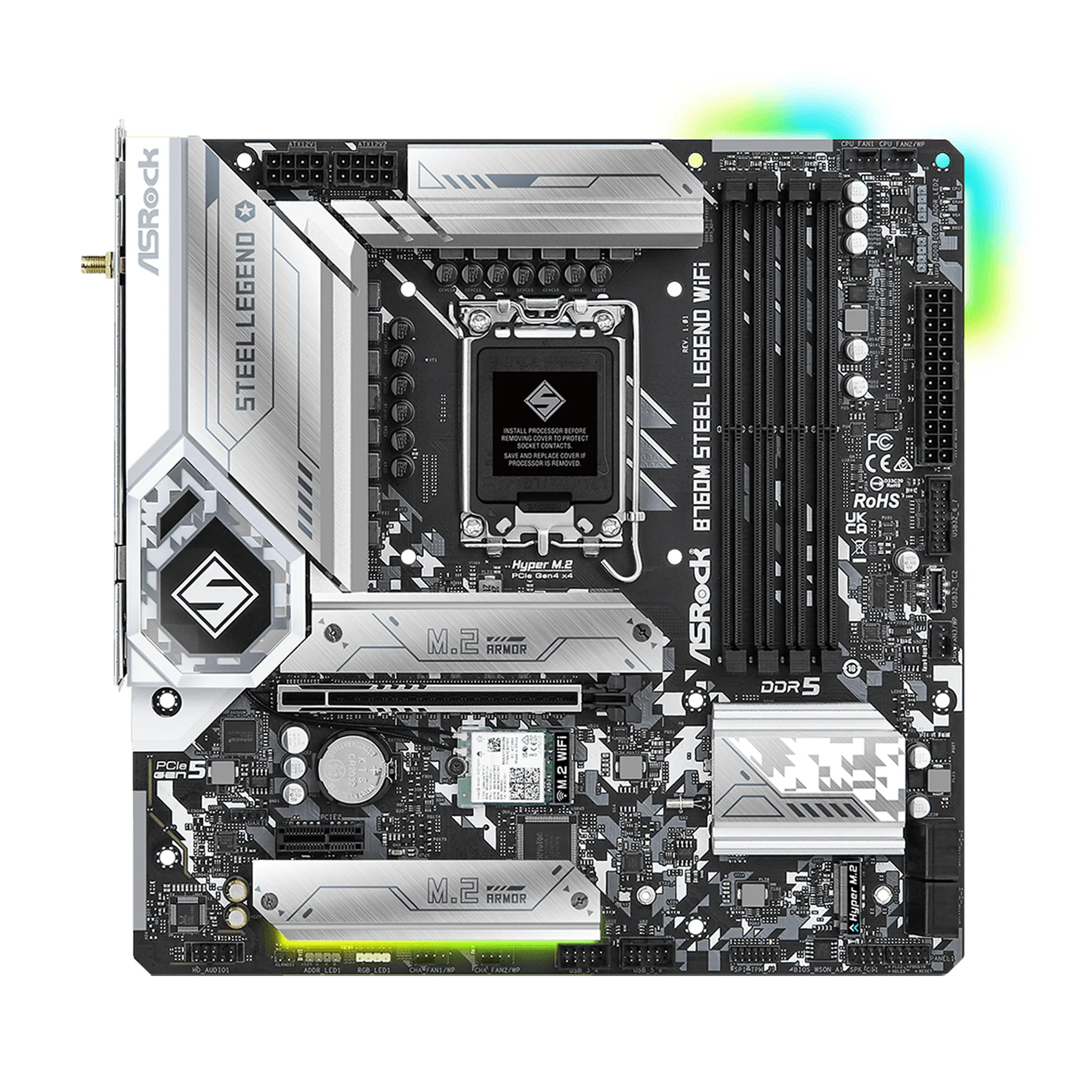 ASRock B760M Steel Legend WiFi LGA 1700 DDR5 Micro ATX Motherboard-GC - Image 2