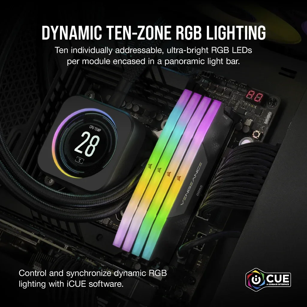 Corsair Vengeance RGB 32GB (2x16GB) DDR5 DRAM 6800MT/s CL40 Memory Kit, Black-GC - Image 5