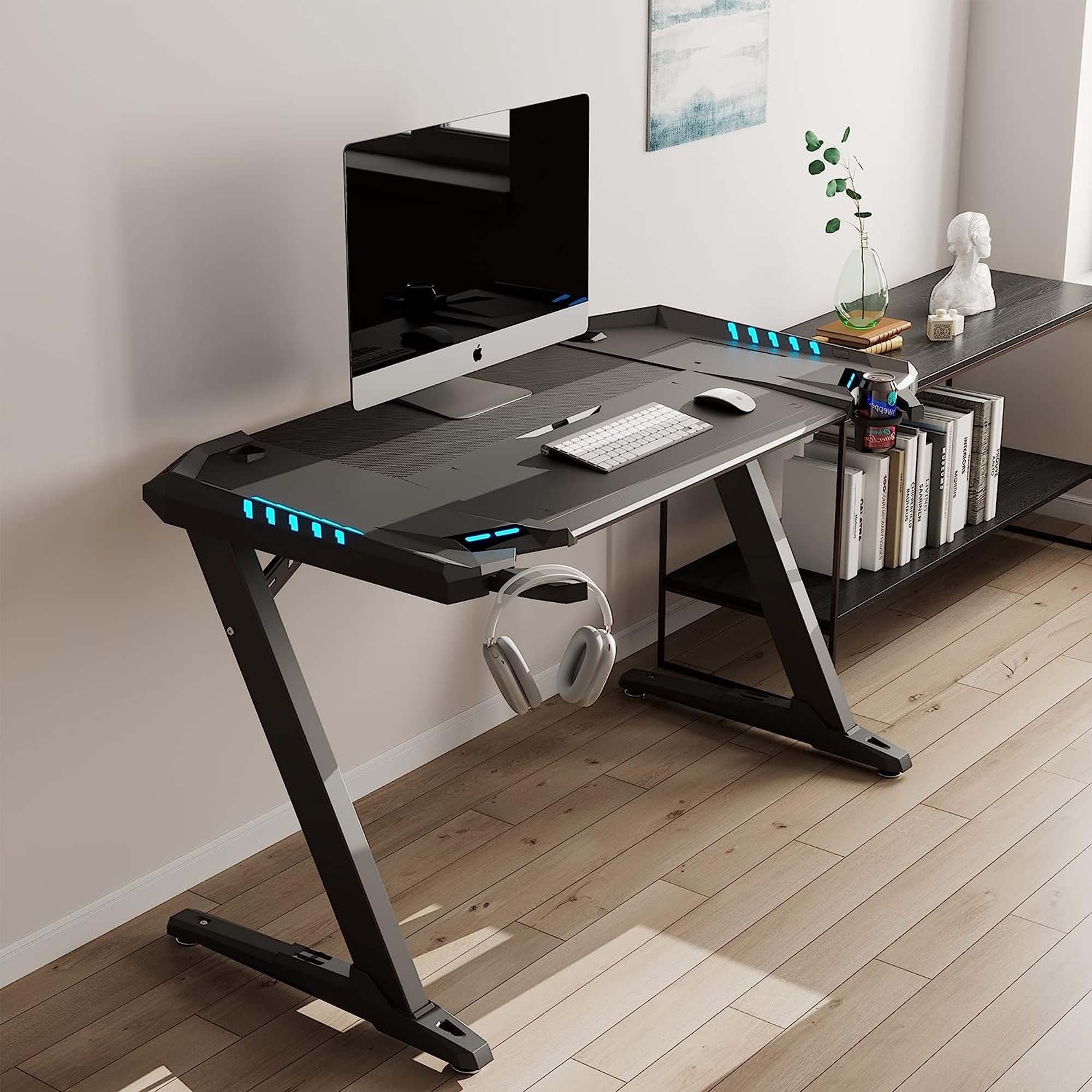 EUREKA ERGONOMIC Gaming Desk with led Lights,ERK-EDK-Z2BK-V3 - Image 3