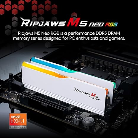 G Skill RIPJAWS M5 Neo RGB 32GB(2x16GB)DDR5 RAM 6000MHz, CL36-48-48-96 1.25V, Desktop Memory,(AMD Expo)-Black. - Image 5