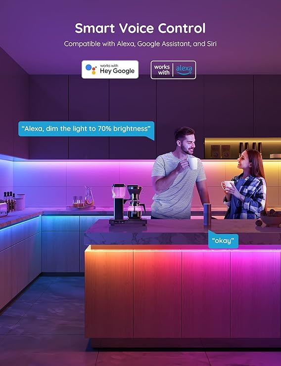 Govee RGBIC Alexa LED Strip Light 32.8ft, Smart WiFi LED Lights Work with Alexa and Google Assistant, - Image 5