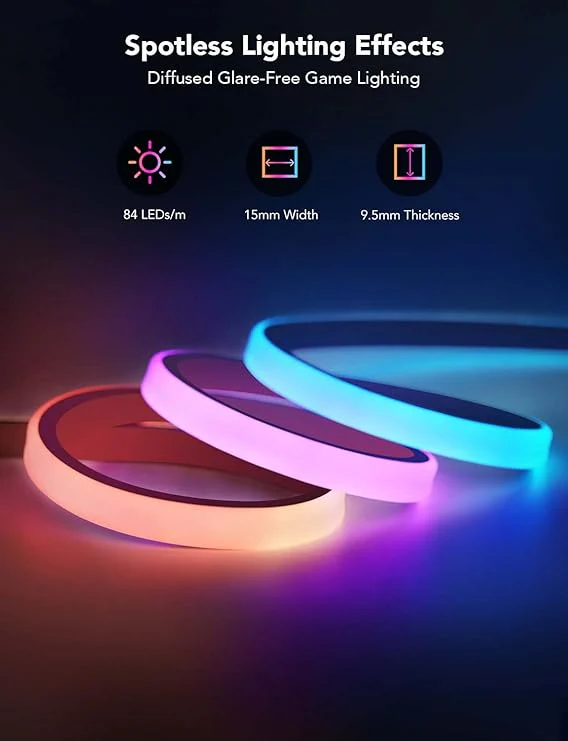 Govee RGBIC Gaming Lights, 10ft Neon Rope Lights Soft Lighting for Gaming Desks, - Image 6