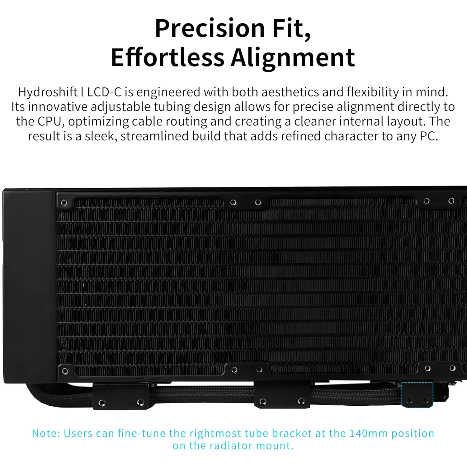 Lian-Li Hydroshift II LCD-C 360CL Liquid CPU Cooler, 2.1" IPS Display, 2600 RPM Fan Speed, 72 CFM Fan Airflow, 2500 RPM Pump Speed, Aluminum Alloy Radiator Material, Black. - Image 6