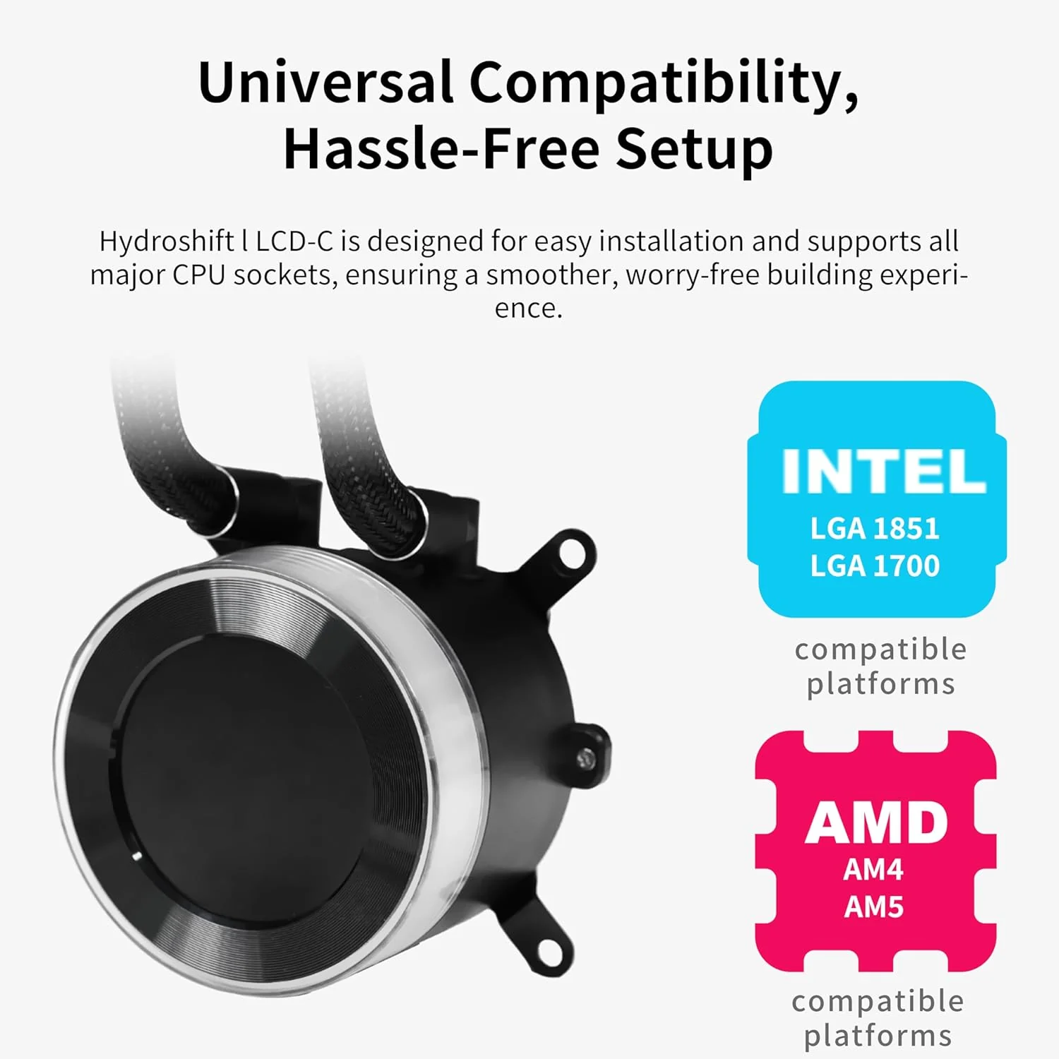 Lian-Li Hydroshift II LCD-C 360CL Liquid CPU Cooler, 2.1" IPS Display, 2600 RPM Fan Speed, 72 CFM Fan Airflow, 2500 RPM Pump Speed, Aluminum Alloy Radiator Material, Black. - Image 7