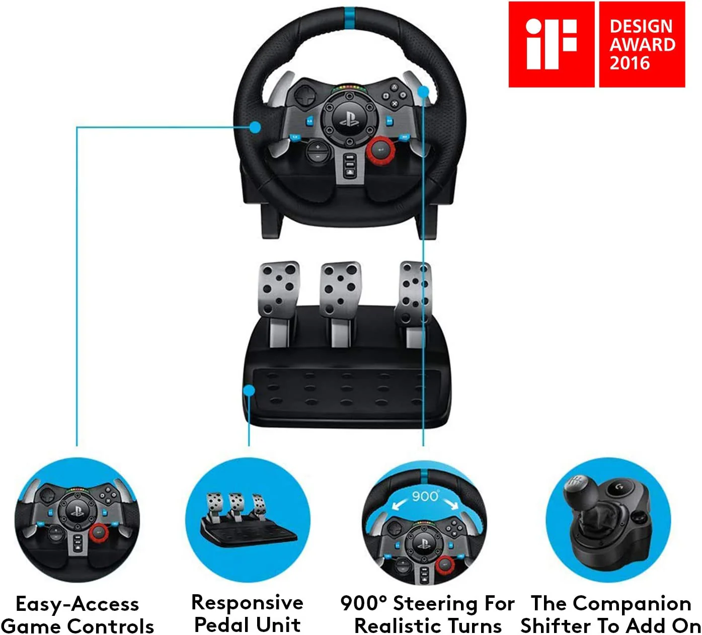 Logitech G29 Driving Force Racing Wheel and Floor Pedals for PS5, PS4, PC, Mac - Black - Image 5