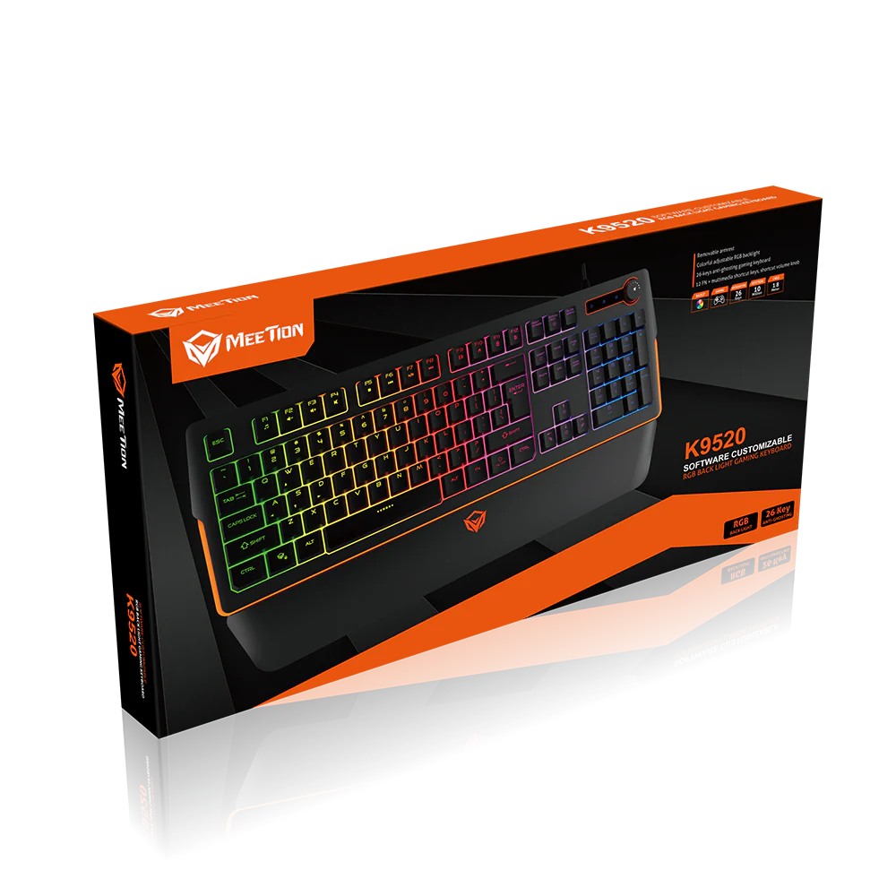 MEETION Gaming Keyboard with LED backlight RGB Magnetic Wrist Rest Keyboard for Gaming MT-K9520 - Image 6