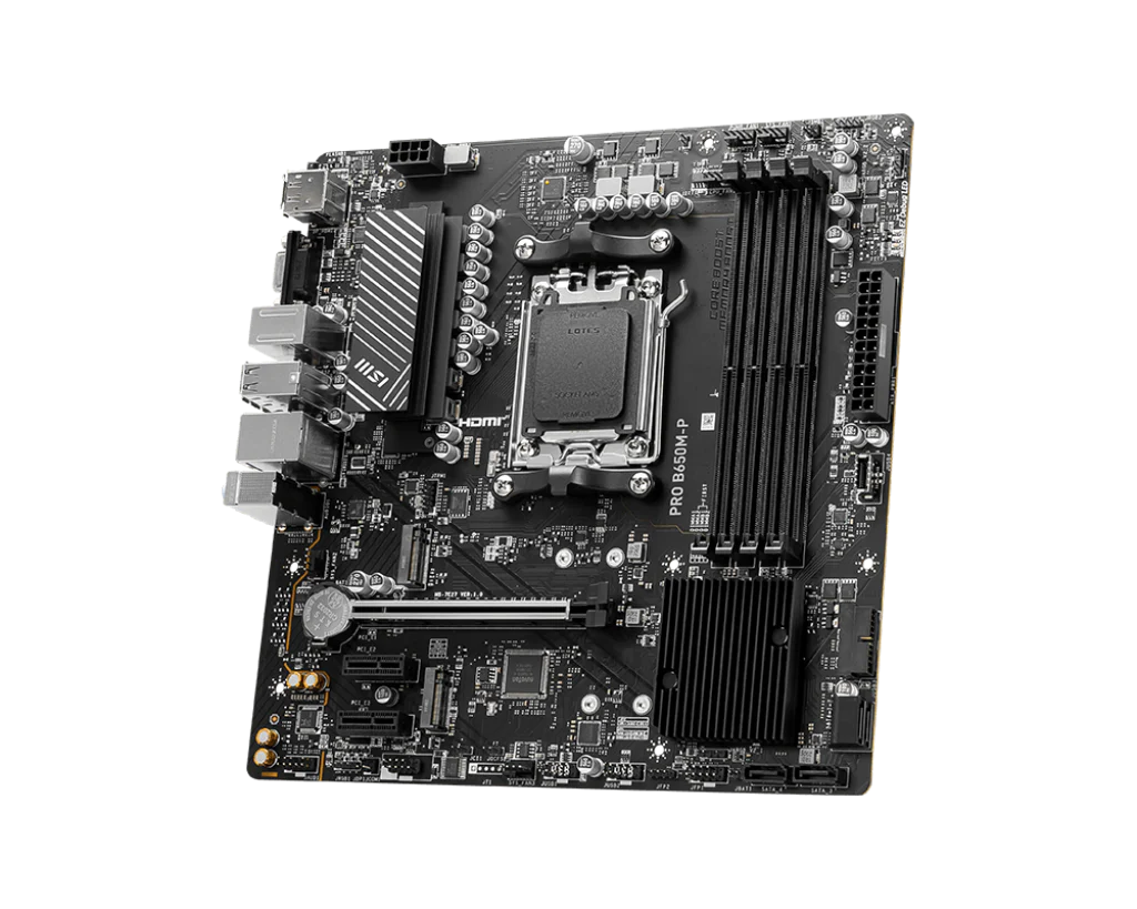 Msi Pro B650M-P AM5 mATX Motherboard, AMD B650 Chipset, 4x DDR5 Slots, 192GB Max Memory, 1x PCI-E x16, 2x M.2 Storage Slot, 4x SATA 6G, Realtek 8125BG 2.5G LAN, HDMI,DP,VGA-GC - Image 4