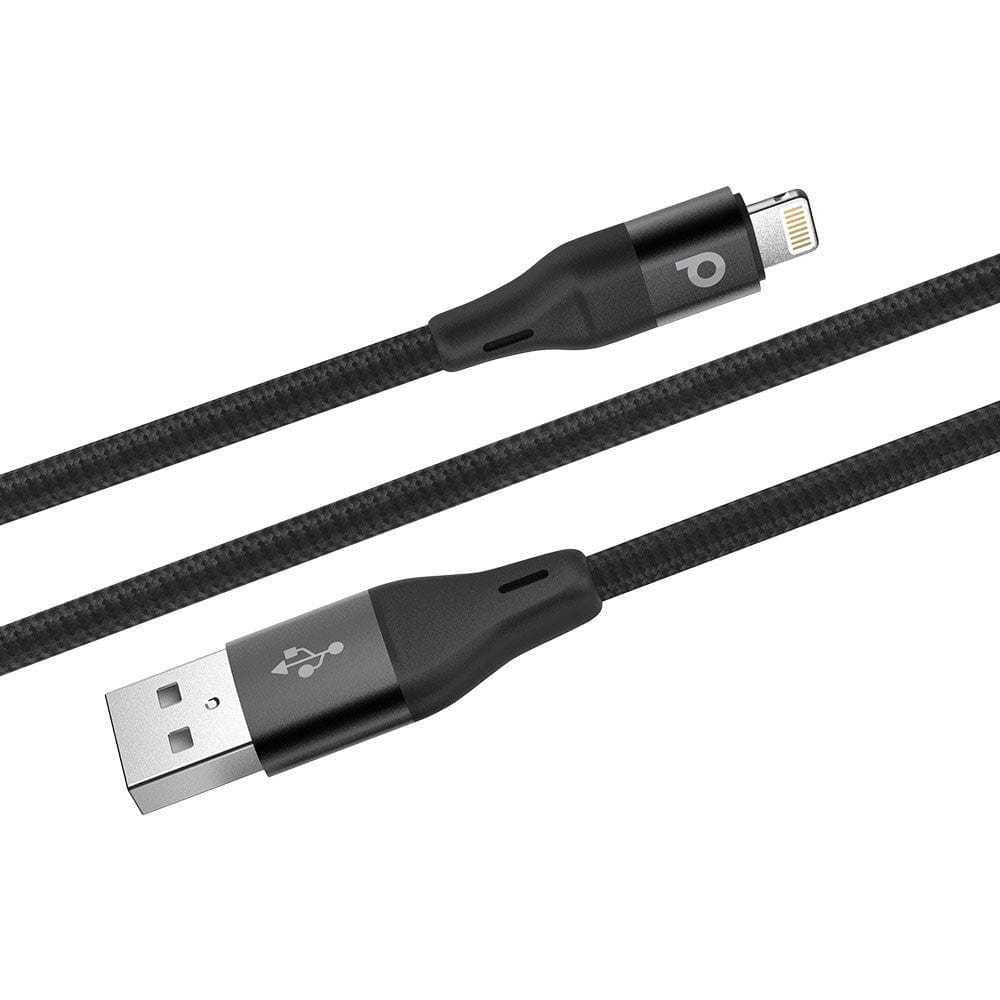 Porodo PD-ALBR22-BK Aluminum Braided Lightning Cable 2.2m 2.4A Black - Image 2