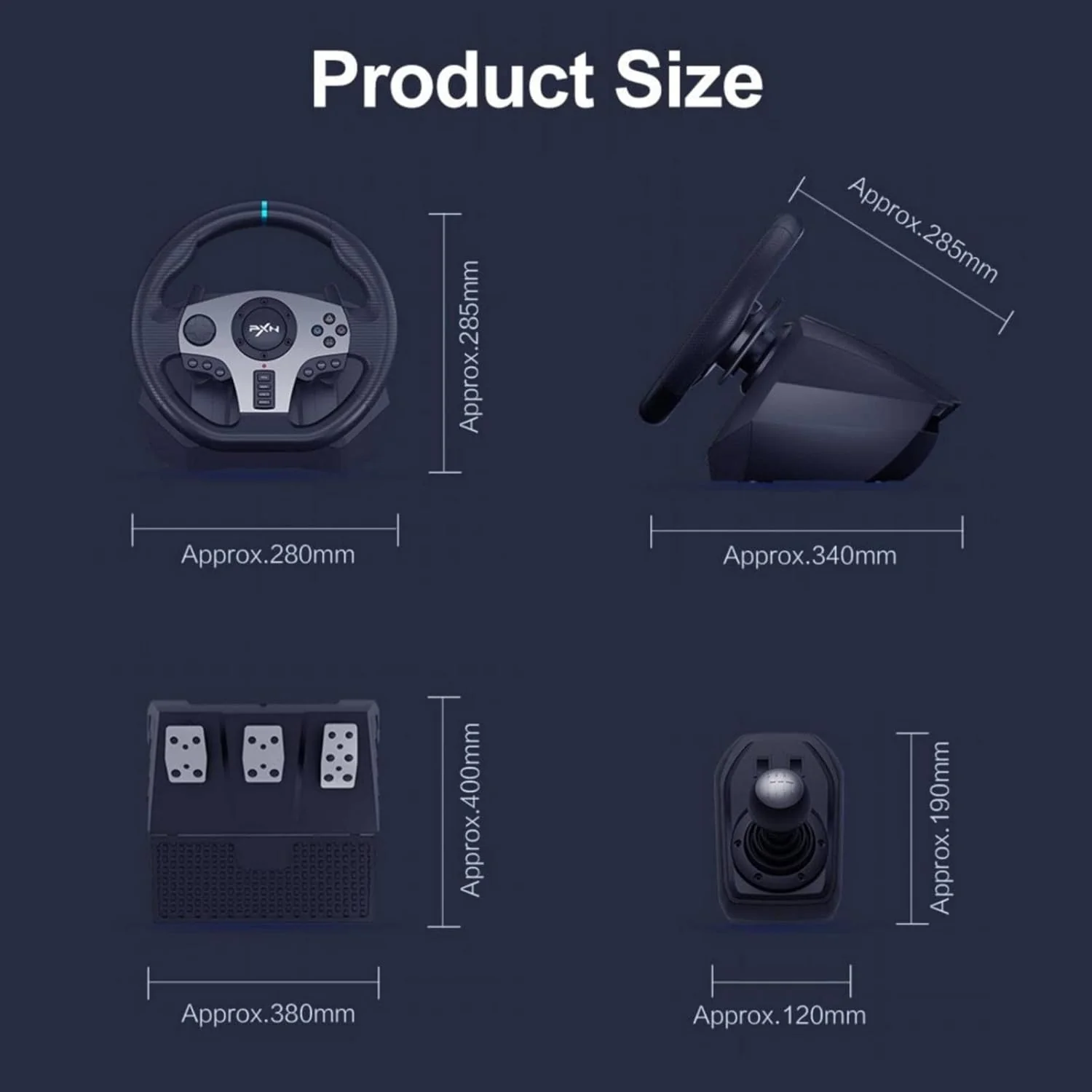 PXN V9 Gen2 Steering Wheel,  for PC,Xbox One,Nintendo Switch,PS3,PS4,Xbox Series S/X - Image 8