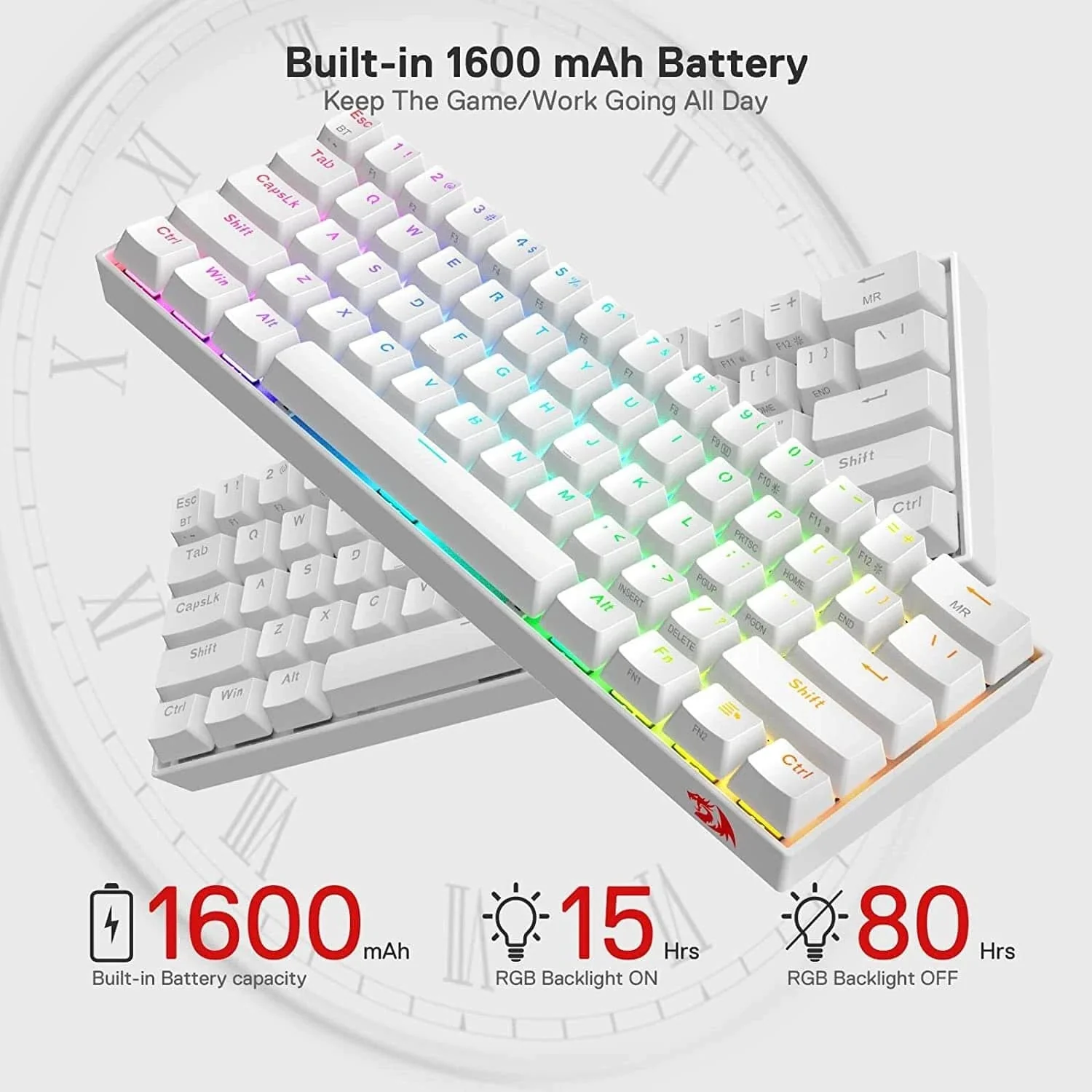 REDRAGON DRACONIC K530 WHITE (OUTEMU Brown Switches) - Image 4