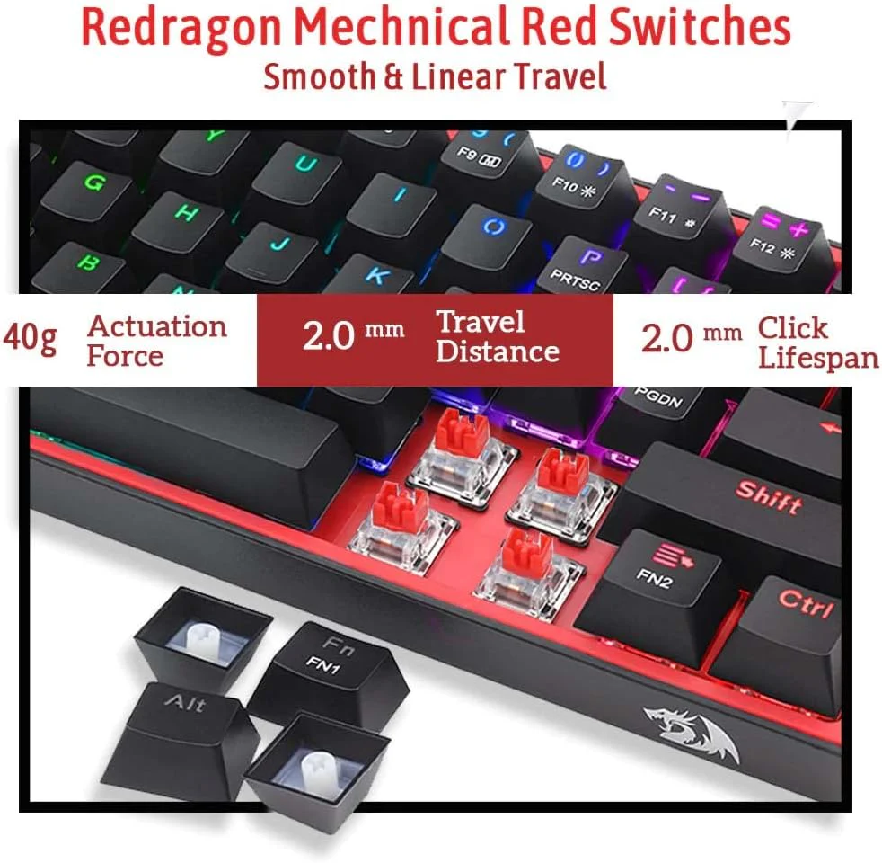 Redragon K617 Fizz 60% Wired RGB Gaming Keyboard, 61 Keys Compact Mechanical Keyboard, - Image 4