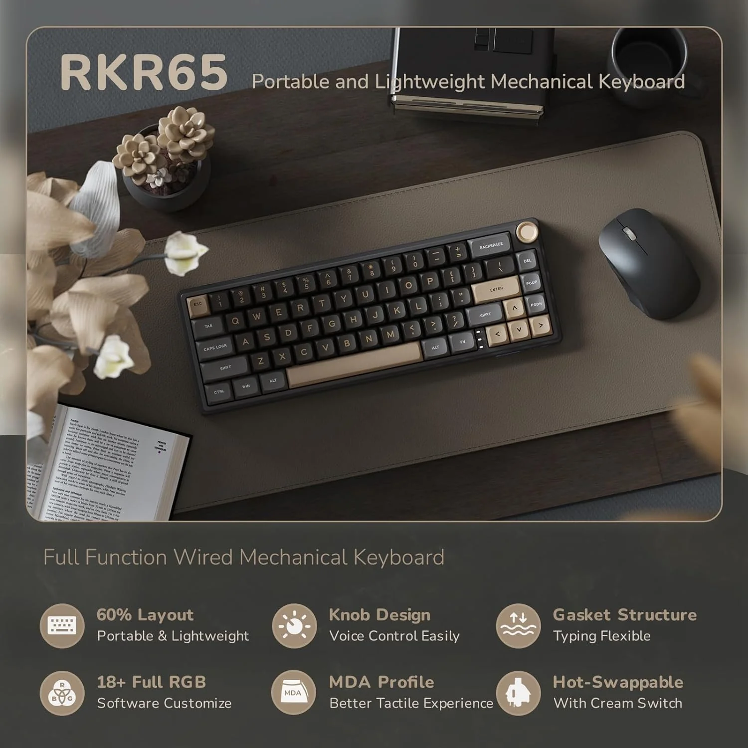 ROYAL KLUDGE R65 RGB Backlit Mechanical Wired Gaming Keyboard, Blue Switch, Phantom' RKR65-PT-Q - Image 6