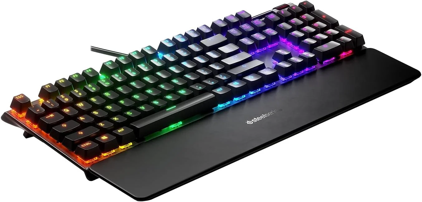 SteelSeries USB Apex 5 Hybrid Mechanical Gaming Keyboard – Per-Key RGB Illumination – Aircraft Grade Aluminum Alloy Frame – OLED Smart Display (Hybrid Blue Switch)-GC - Image 3