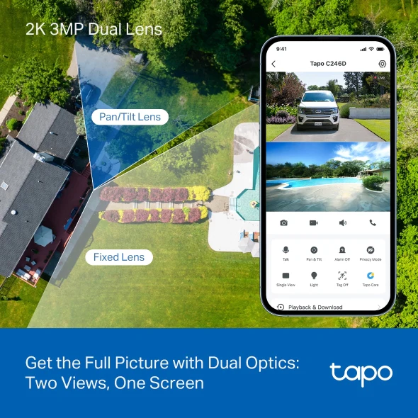 Tapo C246D Indoor/Outdoor Dual Lens Security Camera  360° AI Tracking & Night Vision - Image 10